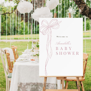 Long Pink Bow Ribbon Girl Baby Shower Welcome Foam Board