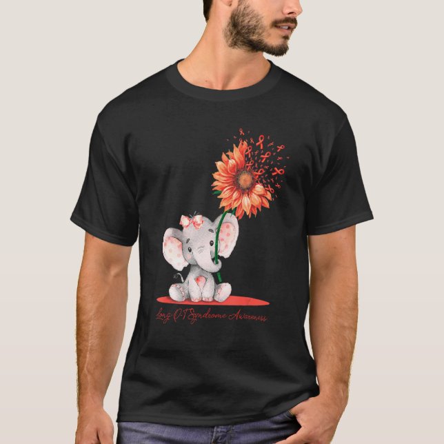 Long Q T Syndrome Awareness Cute Elephant Sunflowe T-Shirt (Front)