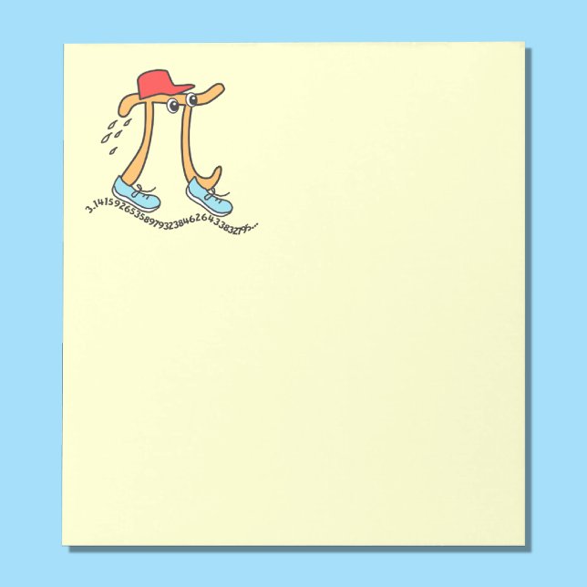 Long Running Pi - Funny Math Pi Guy Notepad (Depiction of Notepad Front)