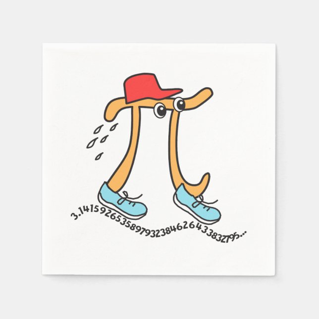 Long Running Pi © Funny Pi Guy Runner Paper Napkin (Front)