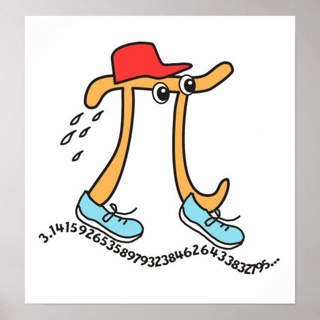 Long Running Pi Symbol © Funny Pi Guy Poster (Front)