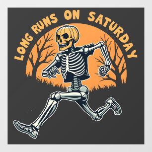 Long Runs On Saturday Spooky Skeleton Running Window Cling