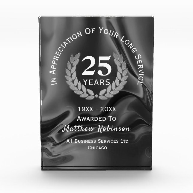 Long Service Appreciation Personalized  Acrylic Award (Front)