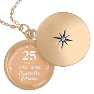 Long Service Appreciation Personalized Gold Plated Necklace