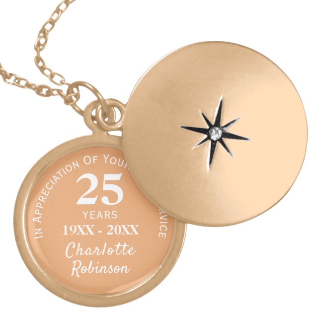 Long Service Appreciation Personalized Gold Plated Necklace (Front)