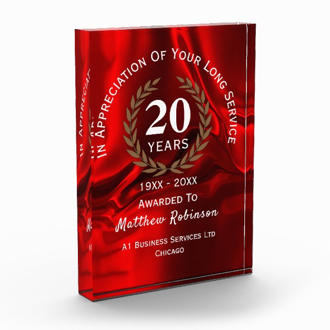 Long Service Appreciation Personalized  Plaque (Left)