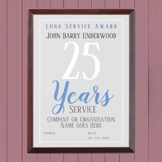 Long Service Award Certificate Plaque (Creator Uploaded)
