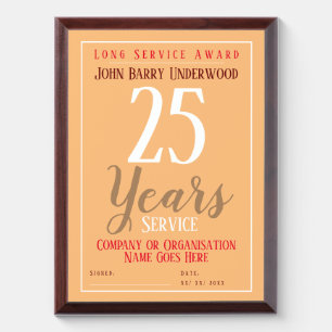 Long Service Award Certificate Plaque
