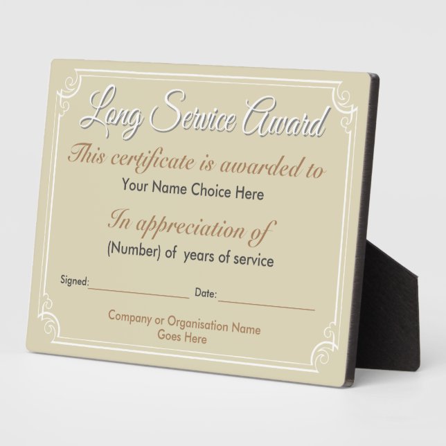 Long Service Award Plaque (Side)