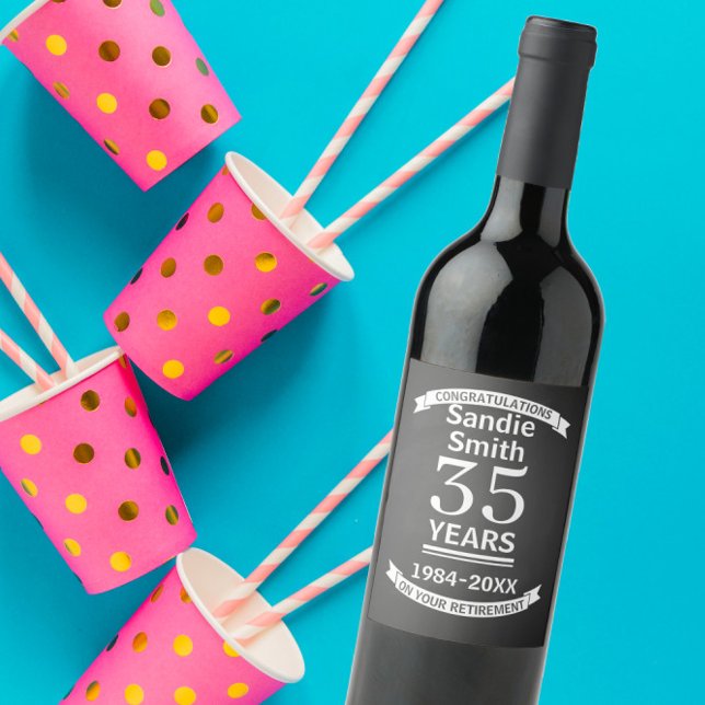 long service award retirement gift for boss wine label (Creator Uploaded)