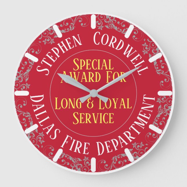 Long Service Fireman Loyal Service Award Large Clock (Front)