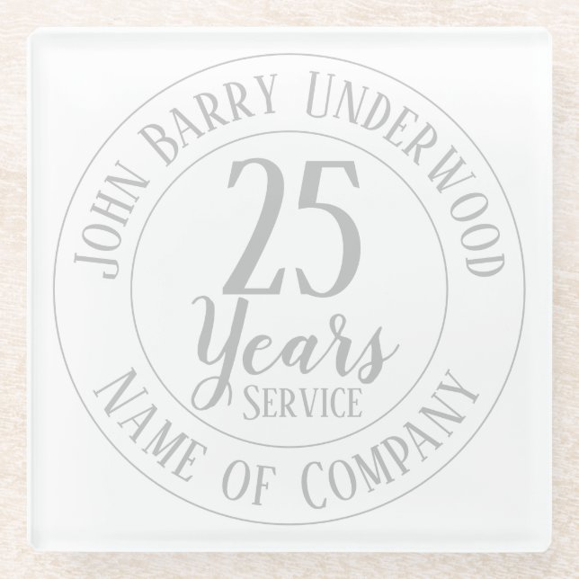Long Service or Retirement Award Glass Coaster (Front)