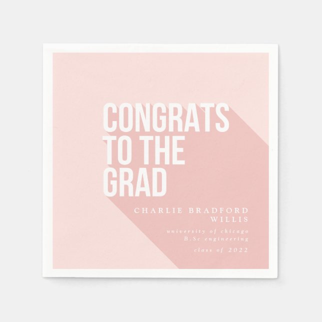 LONG SHADOW CONGRATS TO THE GRAD blush Napkins (Front)