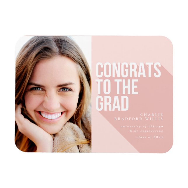 LONG SHADOW CONGRATS TO THE GRAD BLUSH PINK  INVIT MAGNET (Horizontal)