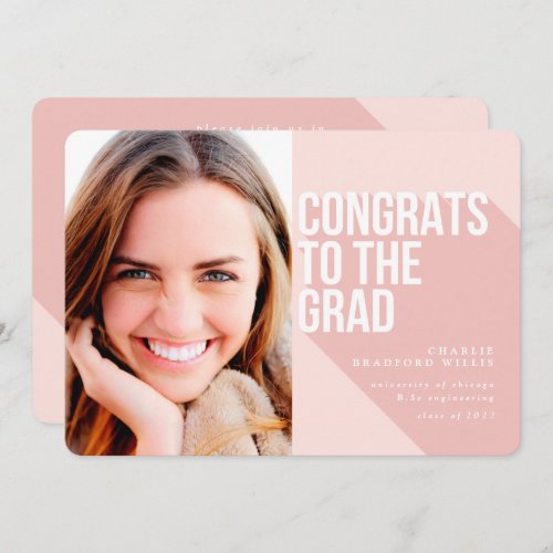 LONG SHADOW CONGRATS TO THE GRAD BLUSH PINK INVITATION