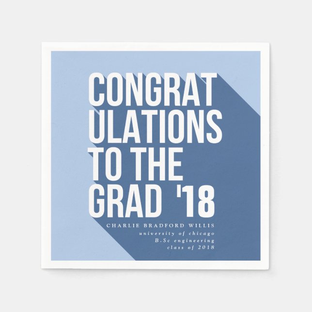 LONG SHADOW CONGRATS TO THE GRAD NAVY PAPER NAPKINS (Front)