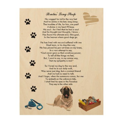 Long Sleep Poem Death Dog Rainbow Bridge Wood Wall Art