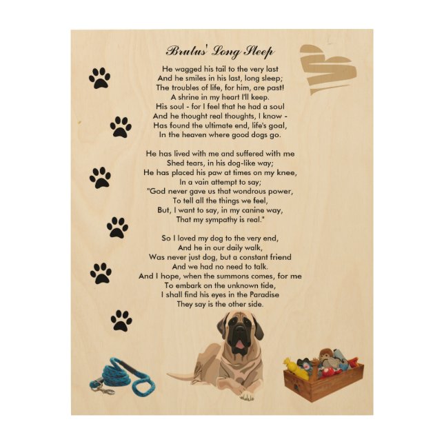 Long Sleep Poem Death Dog Rainbow Bridge Wood Wall Art (Front)