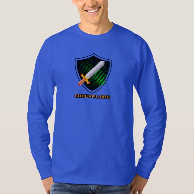 Long sleeve American Apparel Navy CureFFI.org T-Shirt (Front)