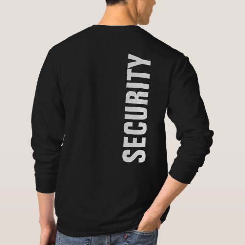 Long Sleeve Black And White Template Mens Security T_Shirt