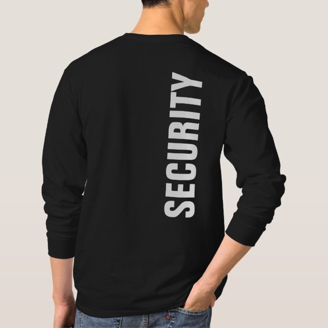 Long Sleeve Black And White Template Mens Security T-Shirt (Back)