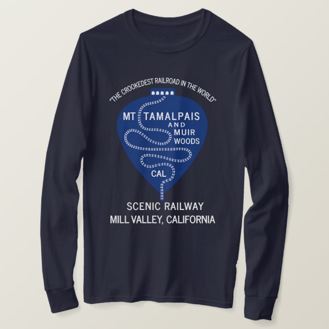 Long Sleeve Crookedest Railroad Mt Tamalpais  T-Shirt (Design Front)