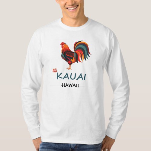 Long Sleeve Hawaiian T_shirt Kauai Wild Rooster