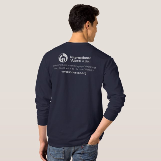 Long Sleeve IVH T-Shirt (White Logo on Navy) (Back Full)