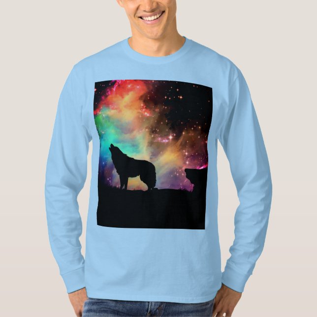 long sleeve man T- Shirt with wolf  (Front)