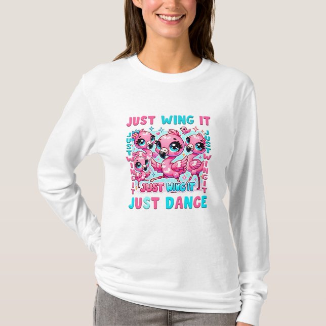  Long Sleeve T-Shirt  Kawaii Flamingo Fashion! 🦩  (Front)
