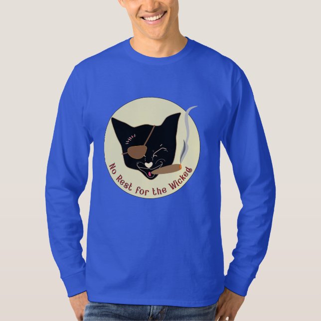 Long-Sleeve T-shirt - No Rest for the Wicked Cat (Front)