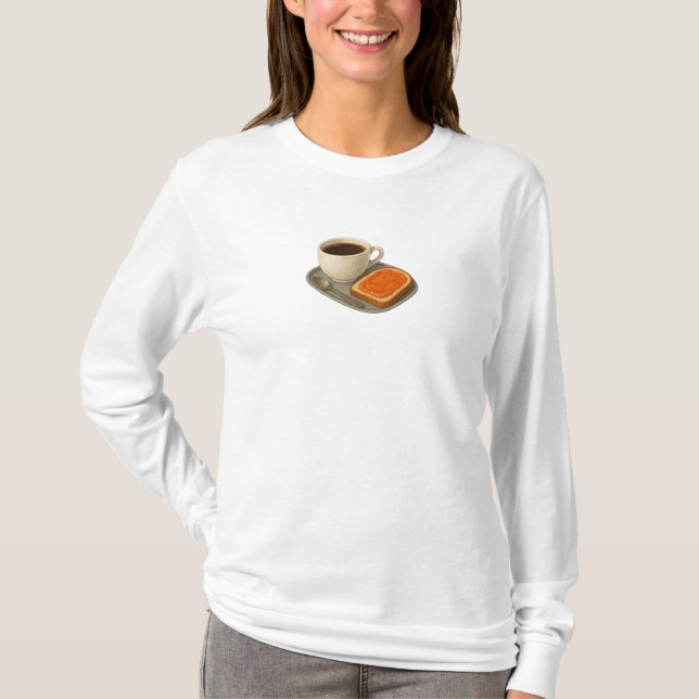 Long Sleeve with coffee and sandwich T-Shirt (Front)