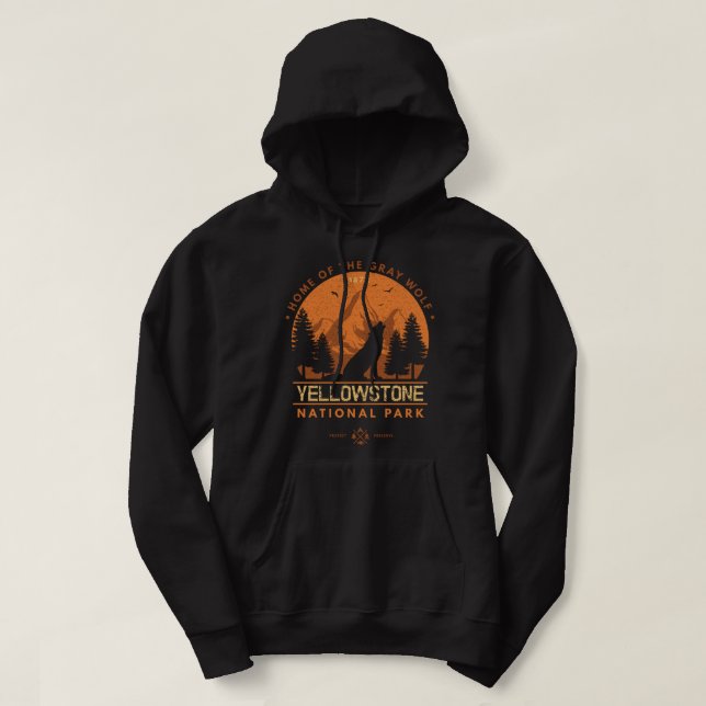 Long Sleeve Yellowstone T-Shirt Wild Howling Gray  Hoodie (Design Front)