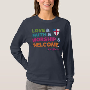 Long sleeved colorful welcome w/ Episcopal shield T-Shirt