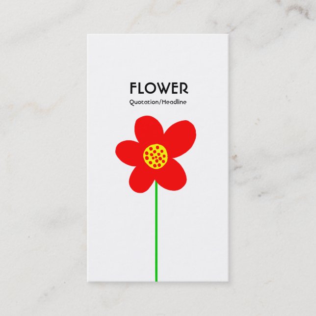 Long Stem Flower IV - White Business Card (Front)