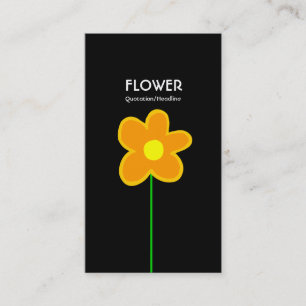 Long Stem Flower V - Black Business Card