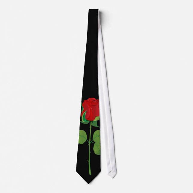 Long Stem Red Rose Neck Tie (Front)