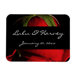 Long Stem Red Rose Personal Wedding Magnet