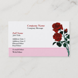 Long Stem Red Roses Business Card Template
