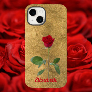 Long Stem Rose on Bronze-Look Background Case-Mate iPhone 14 Case