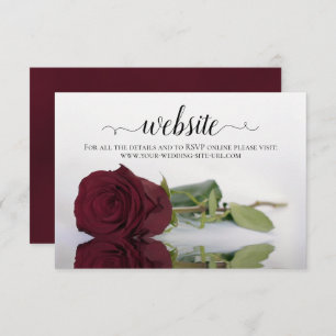 Long-Stemmed Burgundy Rose Elegant Wedding Website Enclosure Card
