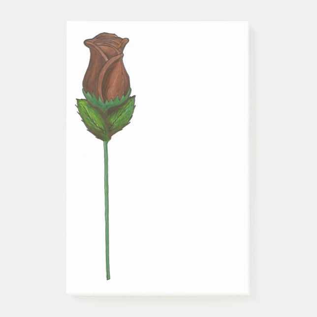 Long Stemmed Chocolate Rose Valentine's Day Candy Post-it Notes (Front)