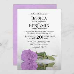 Long-Stemmed Lilac Purple Rose Elegant Wedding Invitation