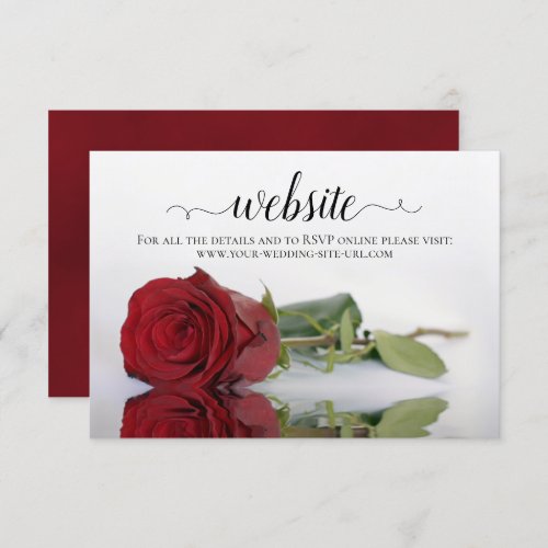 Long_Stemmed Red Rose Elegant Wedding Website Enclosure Card