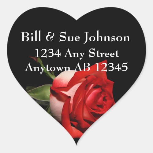 Long Stemmed Red Rose Wedding Return Address Label