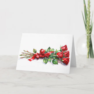 Long stemmed red roses for Valentines Day Card