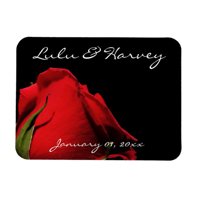 Long Stemmed Red Roses Personal Wedding Magnet (Horizontal)