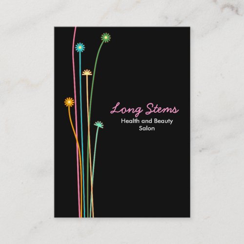 Long Stems - Black (chubby) Business Cards