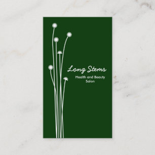 Long Stems - Dark Green and White Business Card