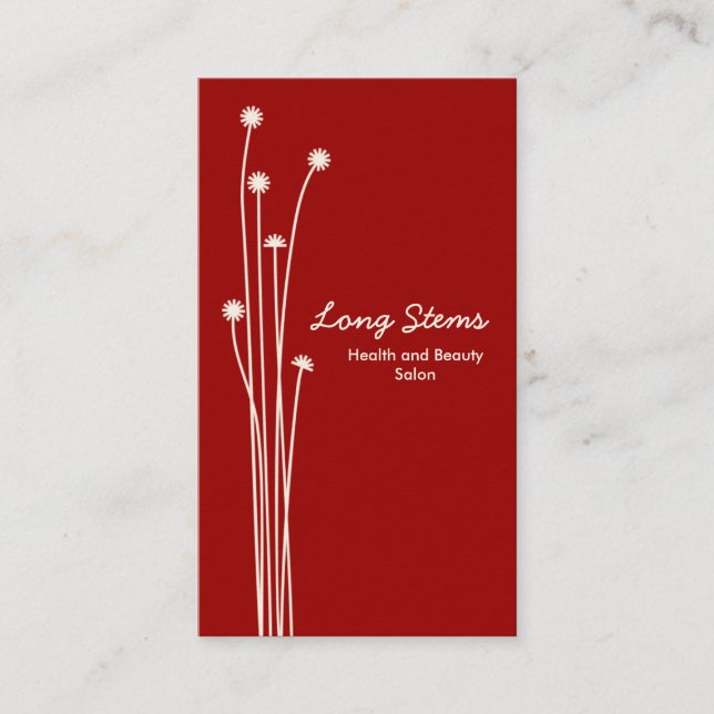 Long Stems - Dark Red on Cream Business Card (Front)